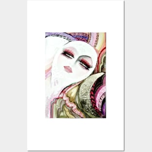 PASTEL  DOLLY GIRL IN THE MOON  GOLD  ART DECO POSTER DESIGN PRINT Posters and Art